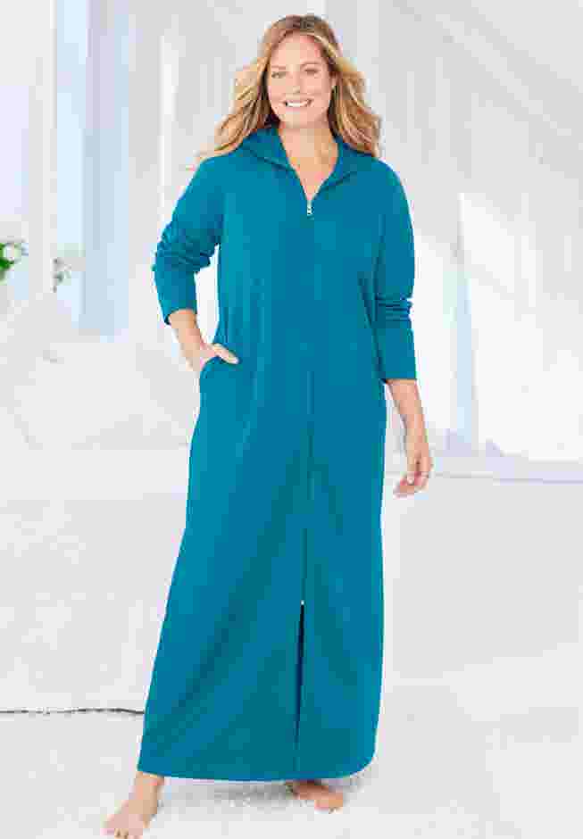 Long Hooded Fleece Sweatshirt Robe image number 3