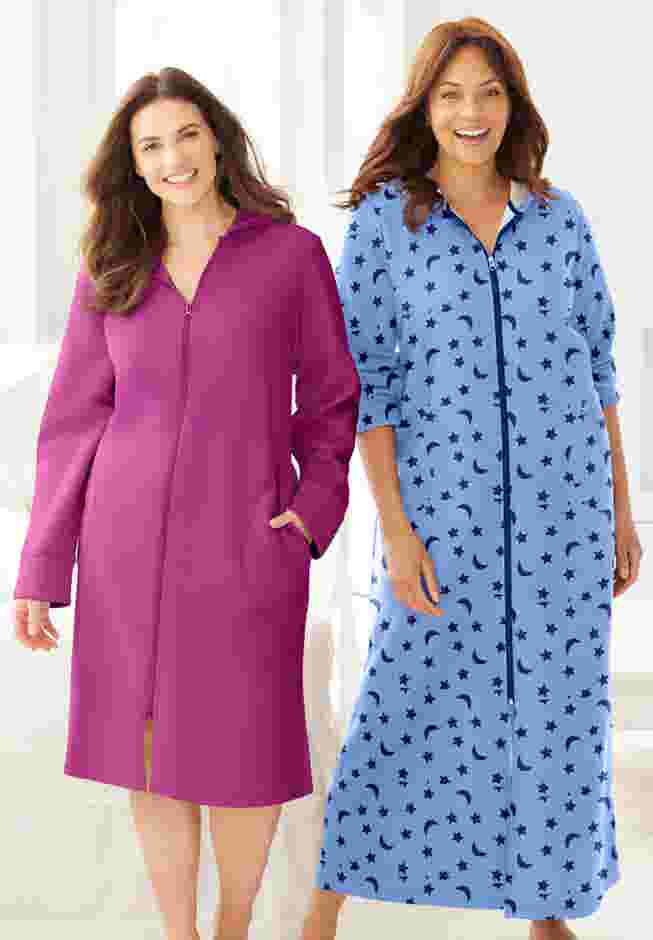 Long Hooded Fleece Sweatshirt Robe image number 4