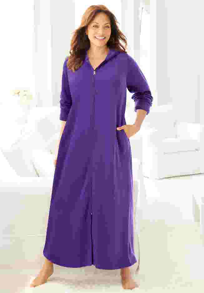 Long Hooded Fleece Sweatshirt Robe image number 5