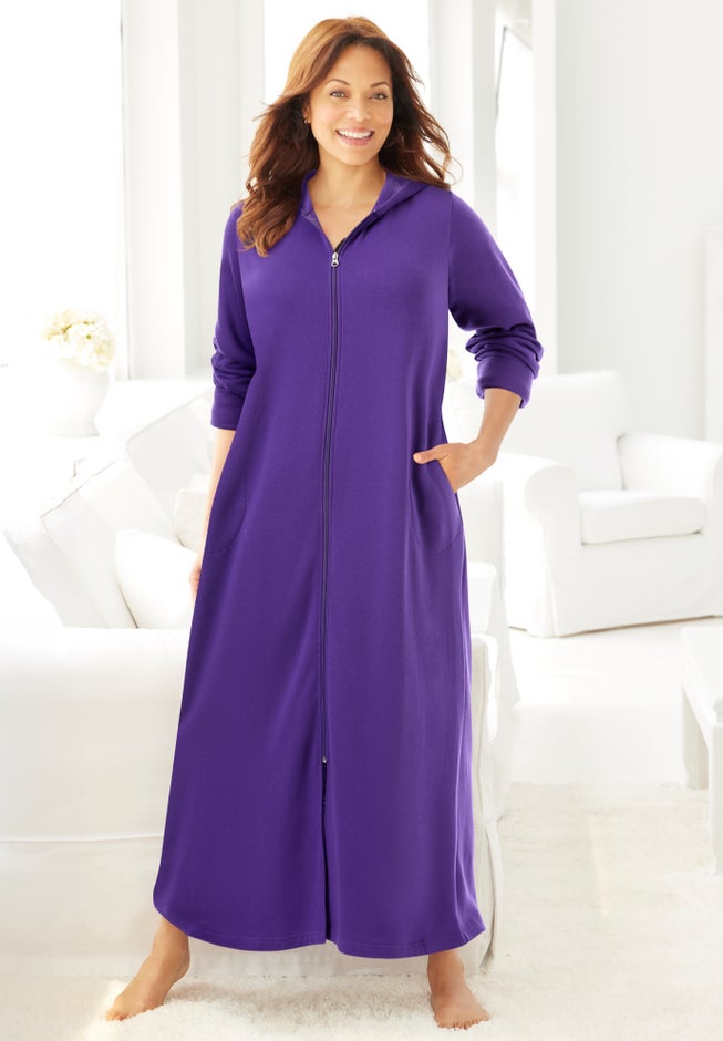 Long Hooded Fleece Sweatshirt Robe image number 6