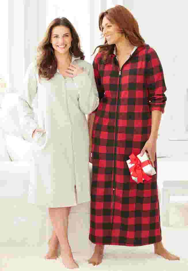 Long Hooded Fleece Sweatshirt Robe image number 3