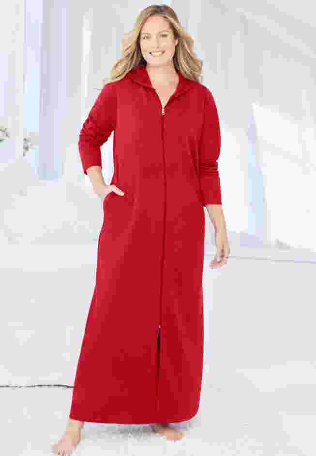 Long Hooded Fleece Sweatshirt Robe image number 0