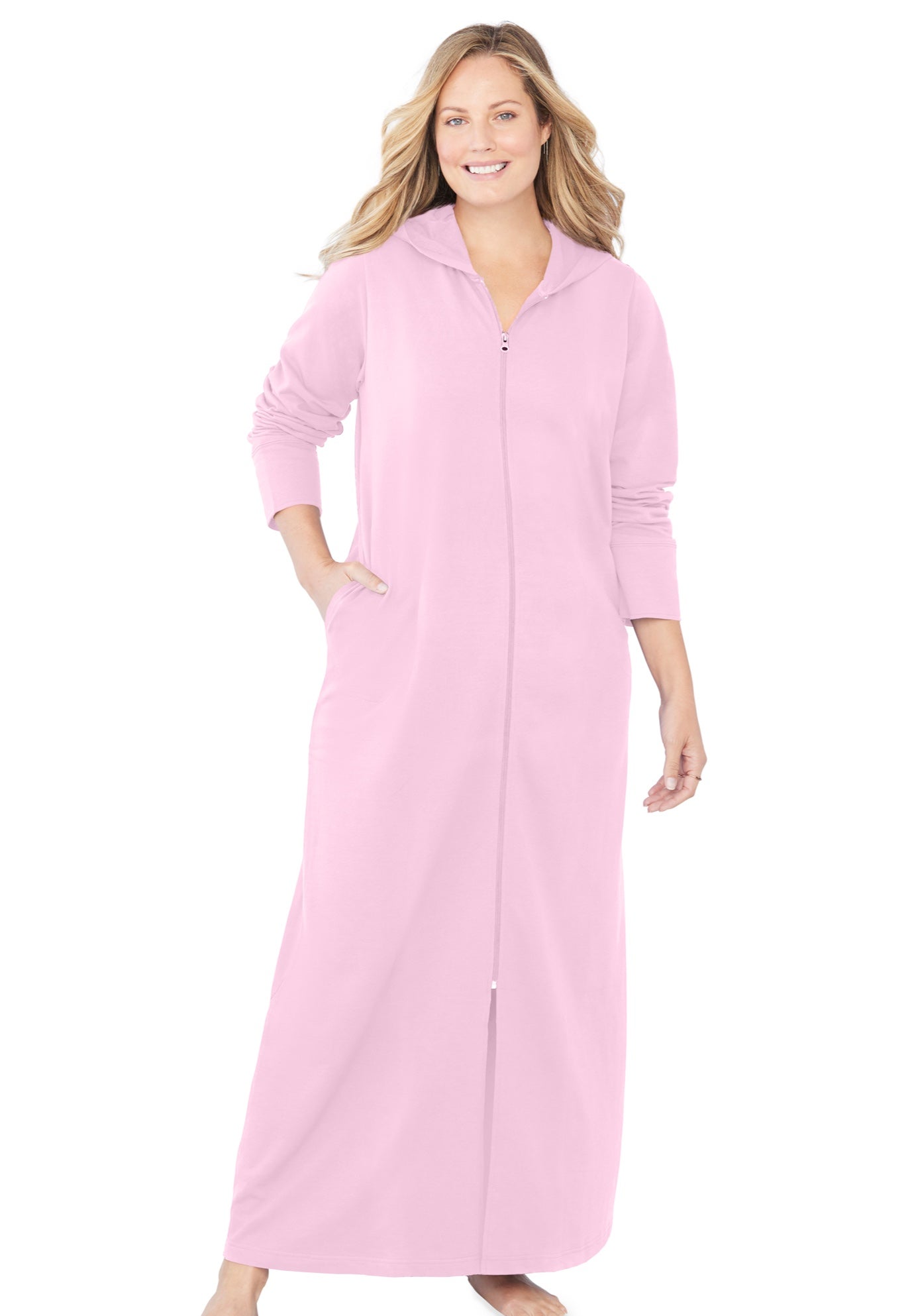Long Hooded Fleece Sweatshirt Robe image number 0