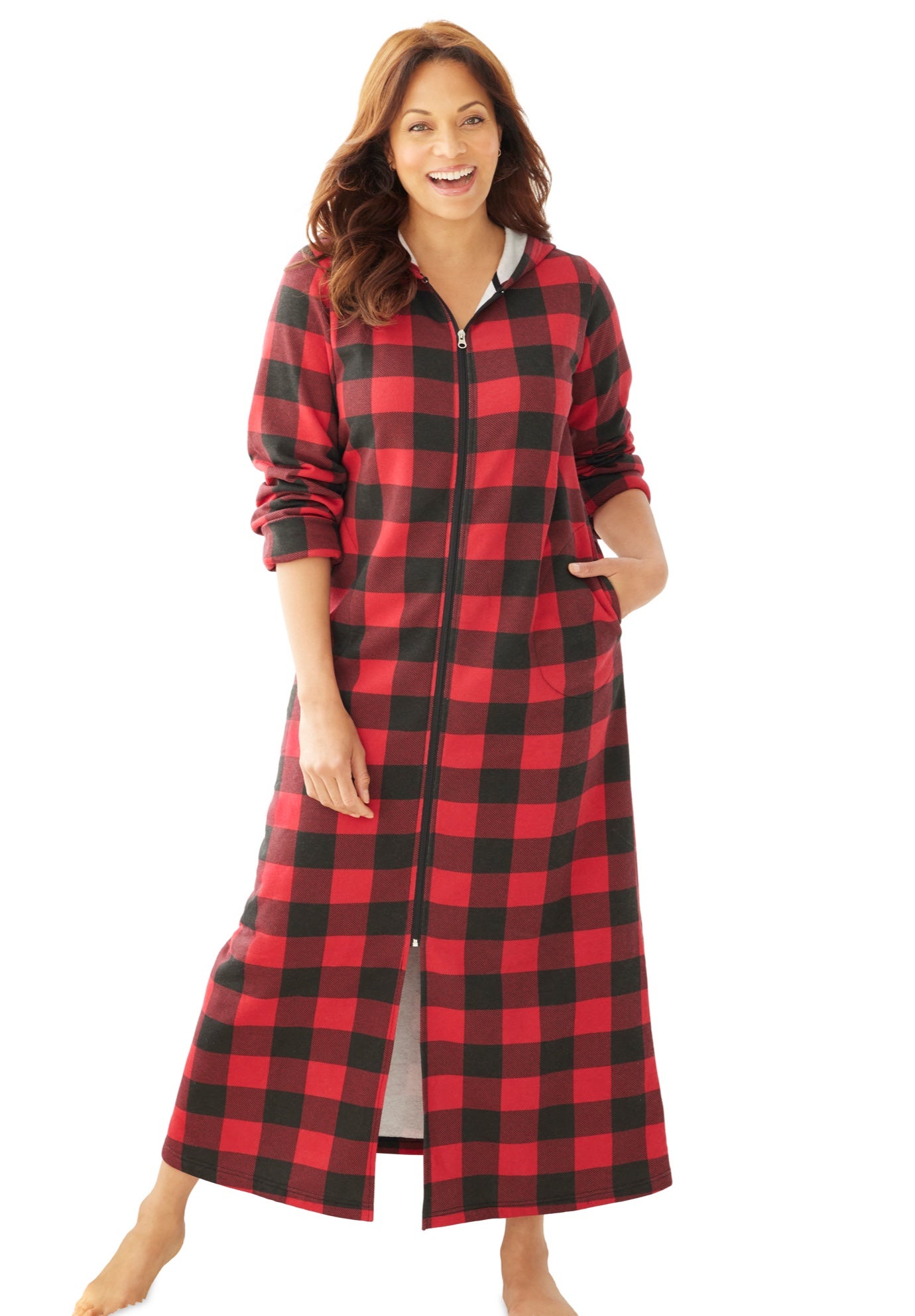 Long Hooded Fleece Sweatshirt Robe image number 0