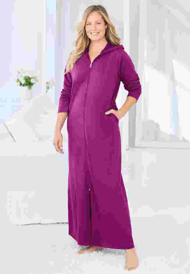 Long Hooded Fleece Sweatshirt Robe image number 0