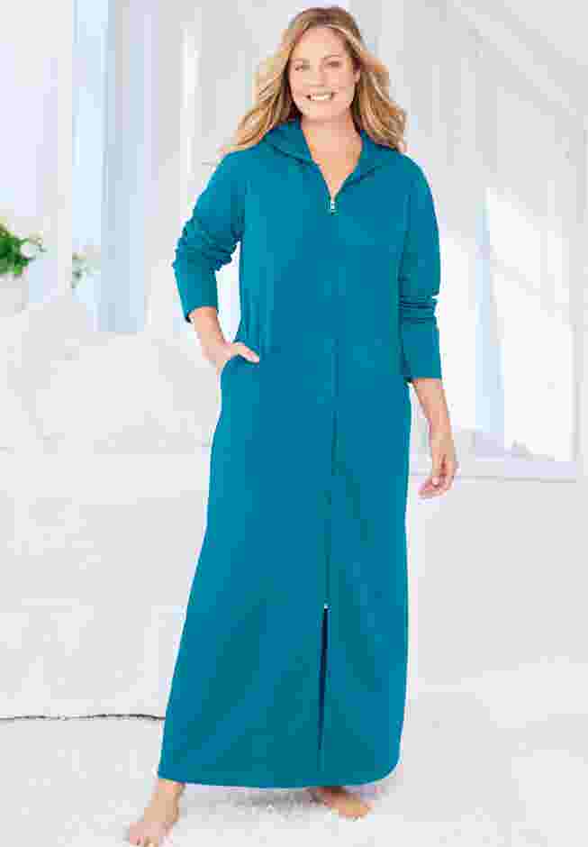 Long Hooded Fleece Sweatshirt Robe image number 0