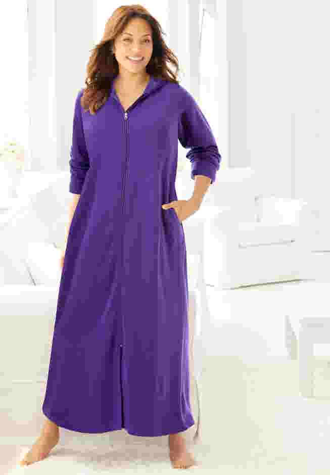 Long Hooded Fleece Sweatshirt Robe image number 0