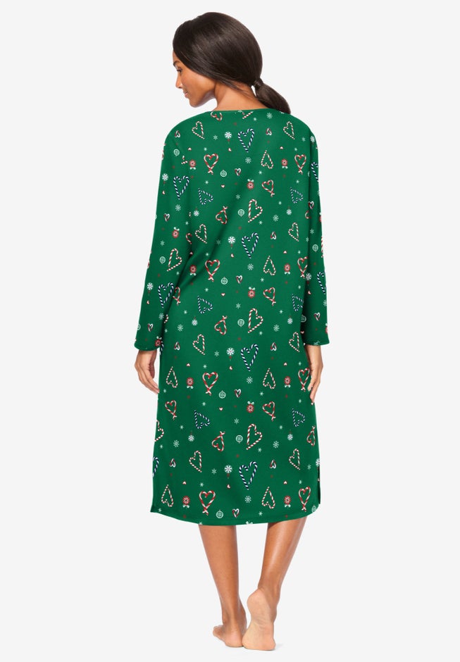 Long-Sleeve Henley Print Sleepshirt image number 1