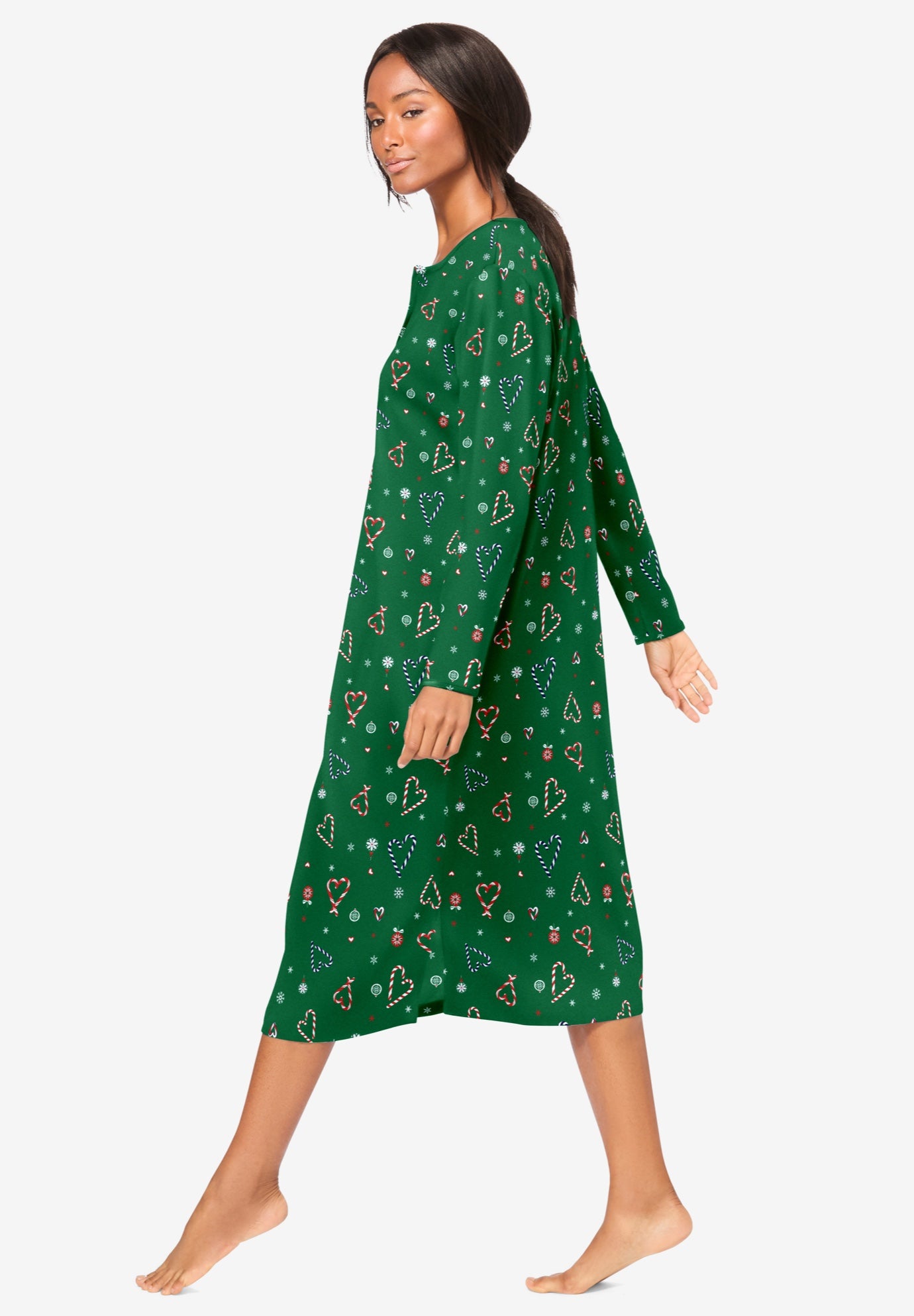 Long-Sleeve Henley Print Sleepshirt image number 2