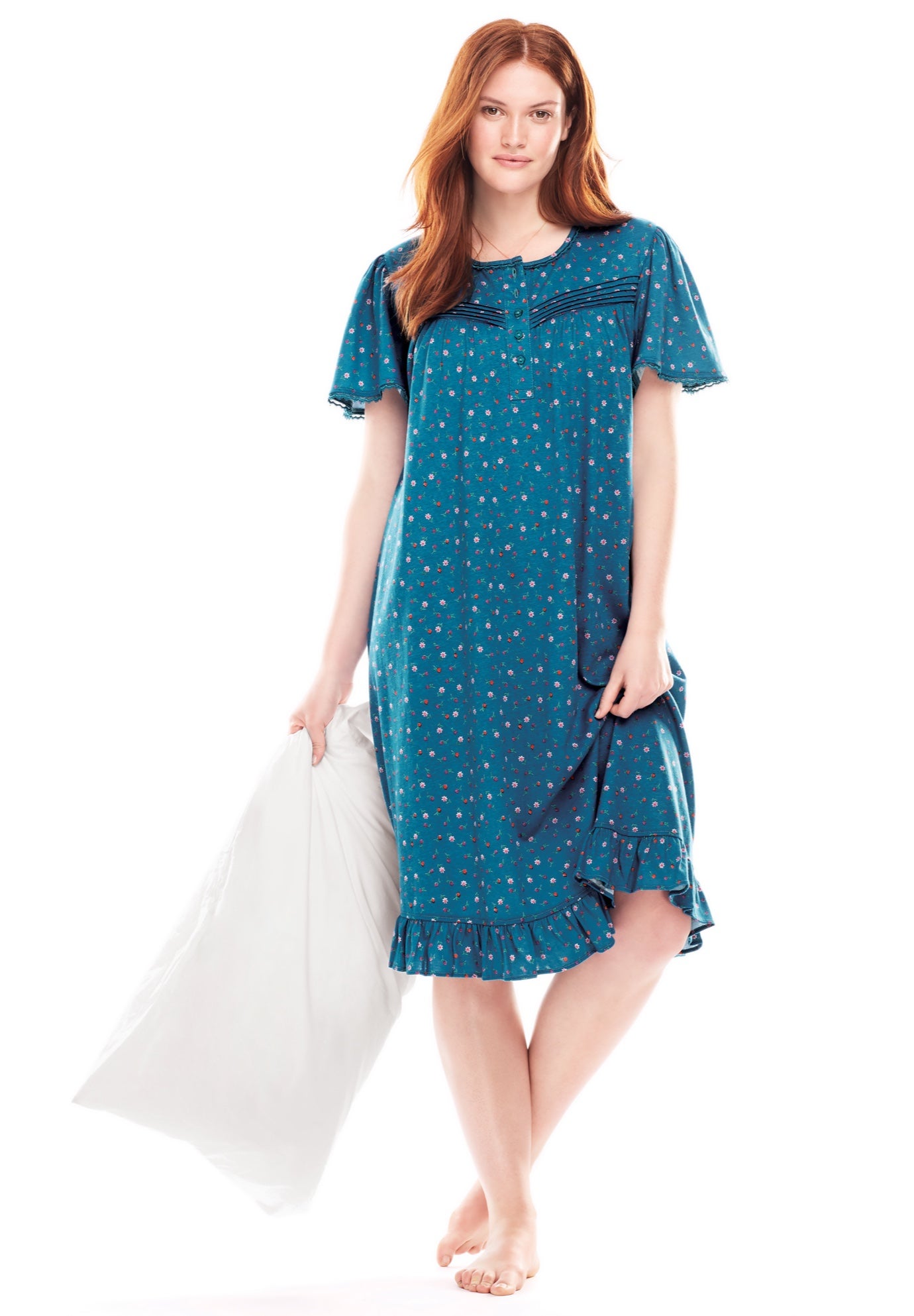 Short Floral Print Cotton Gown image number 5