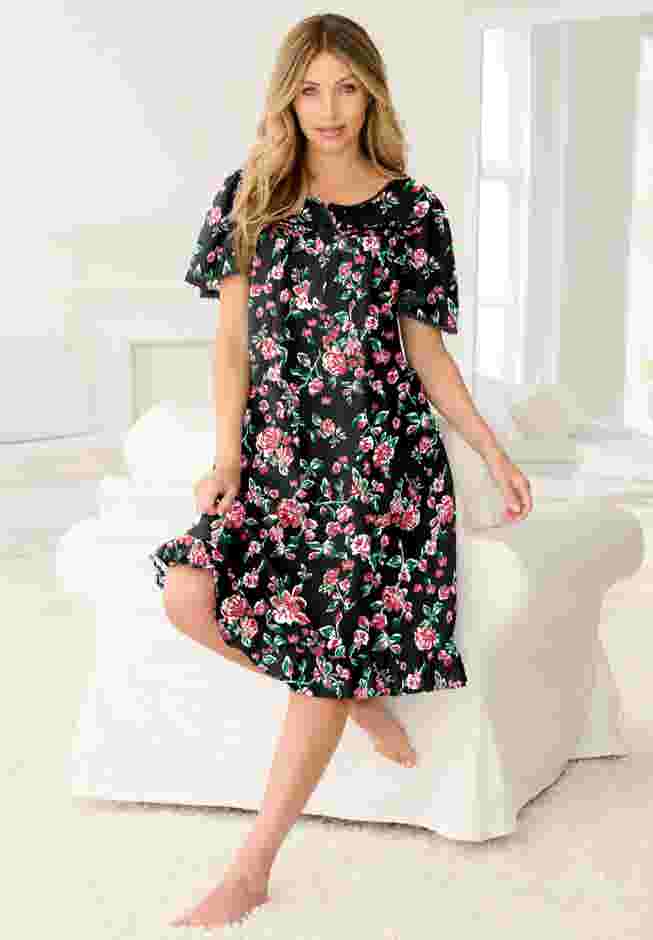 Short Floral Print Cotton Gown image number 6