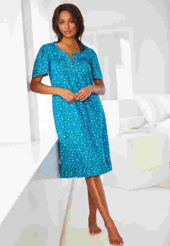 Short Floral Print Cotton Gown image number 6