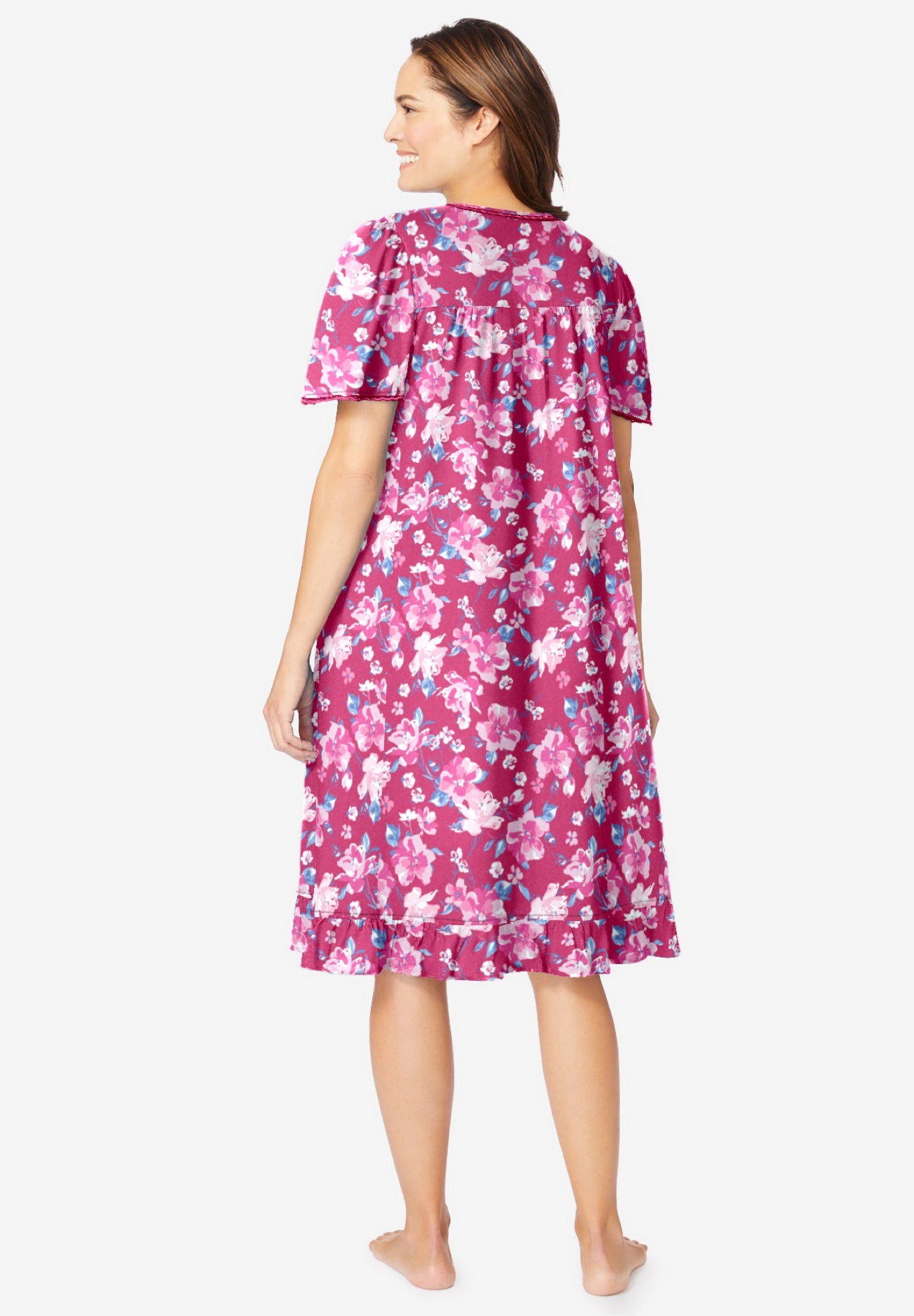 Short Floral Print Cotton Gown image number 1