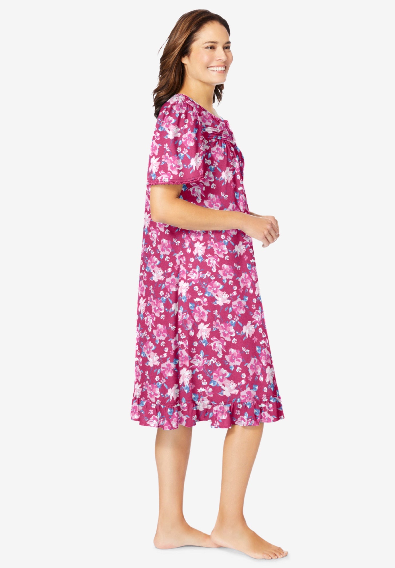 Short Floral Print Cotton Gown image number 2