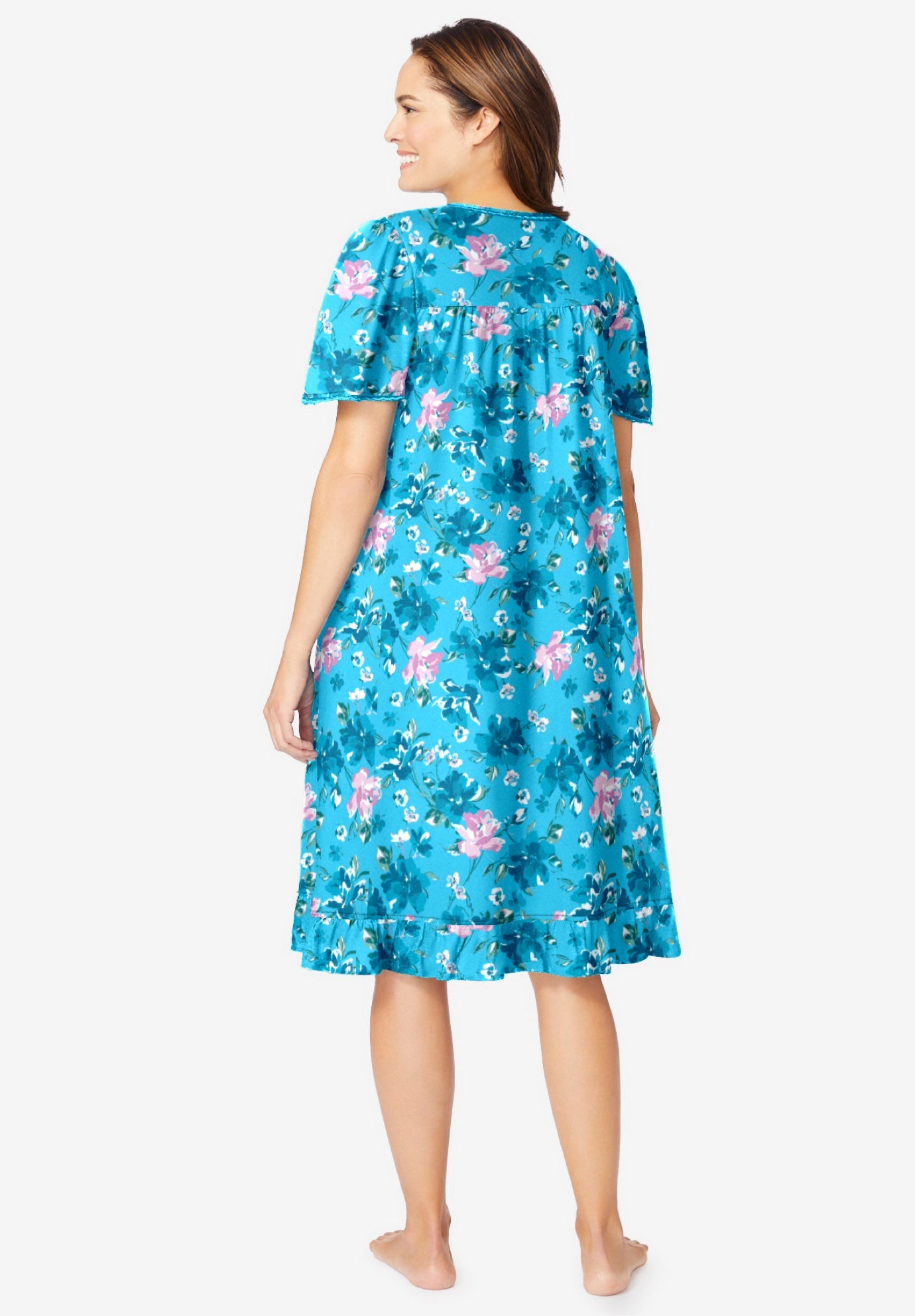 Short Floral Print Cotton Gown image number 1