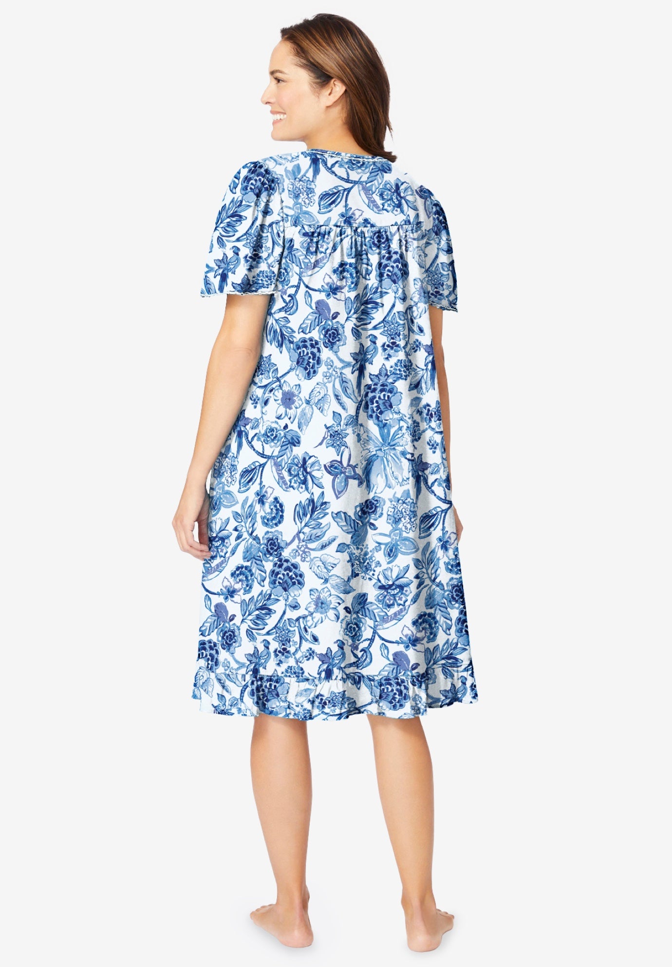 Short Floral Print Cotton Gown image number 1