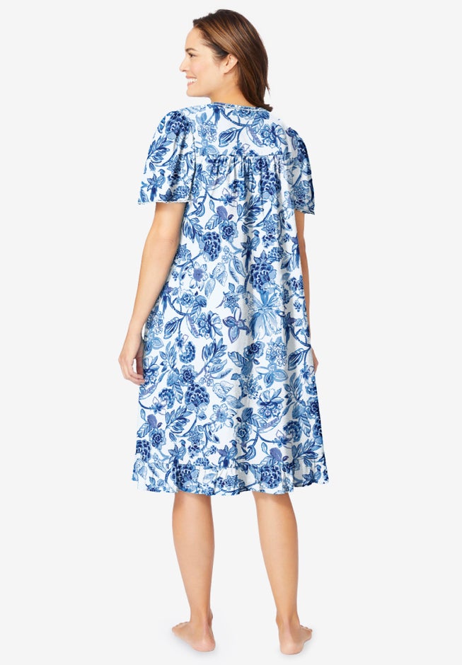 Short Floral Print Cotton Gown image number 1