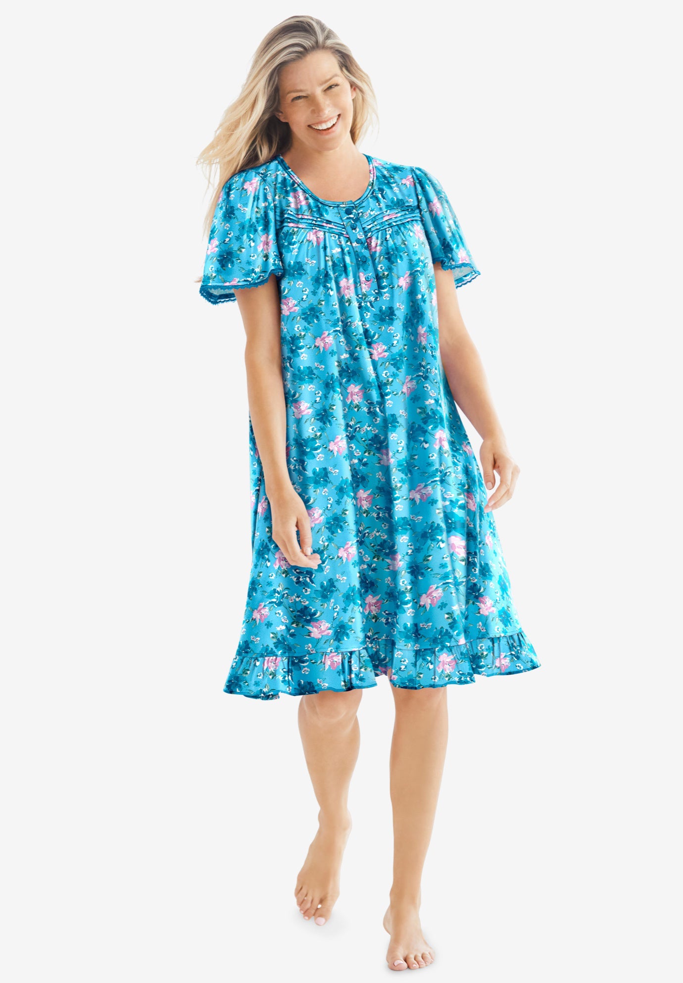 Short Floral Print Cotton Gown image number 0