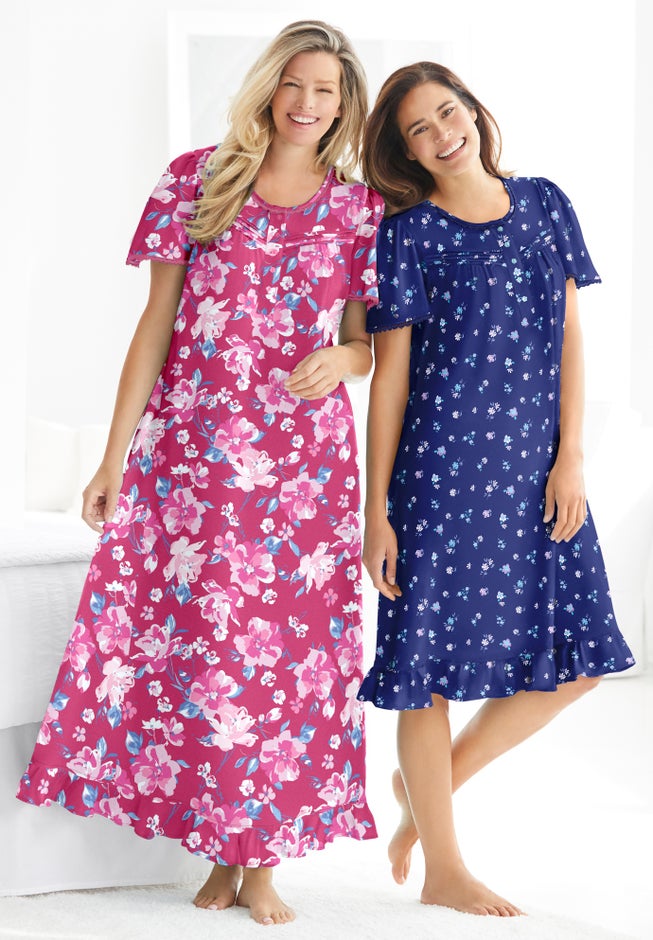 Short Floral Print Cotton Gown image number 3
