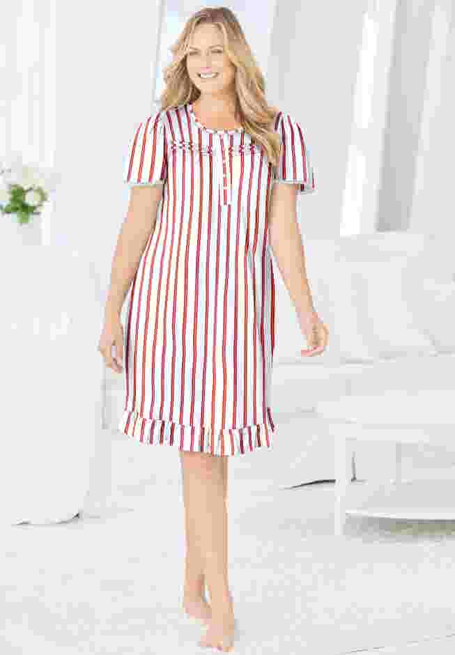 Short Floral Print Cotton Gown image number 4