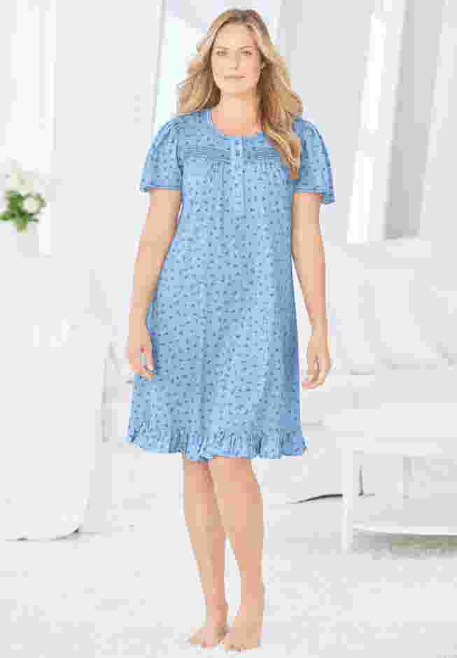Short Floral Print Cotton Gown image number 0