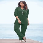 Plus Size Two-Piece V-Neck Velour Set image number null