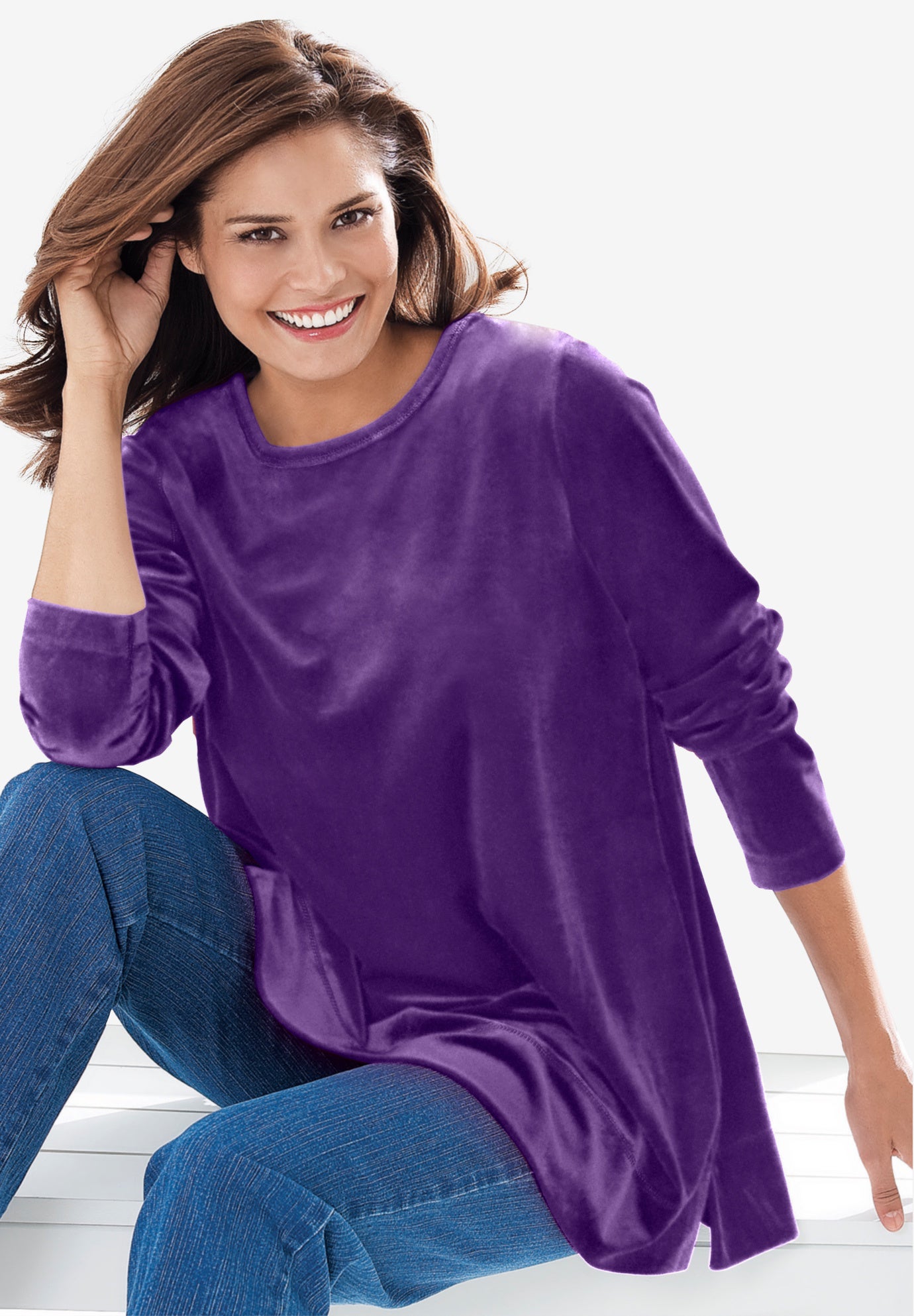 Plush Velour Tunic Sweatshirt image number 0