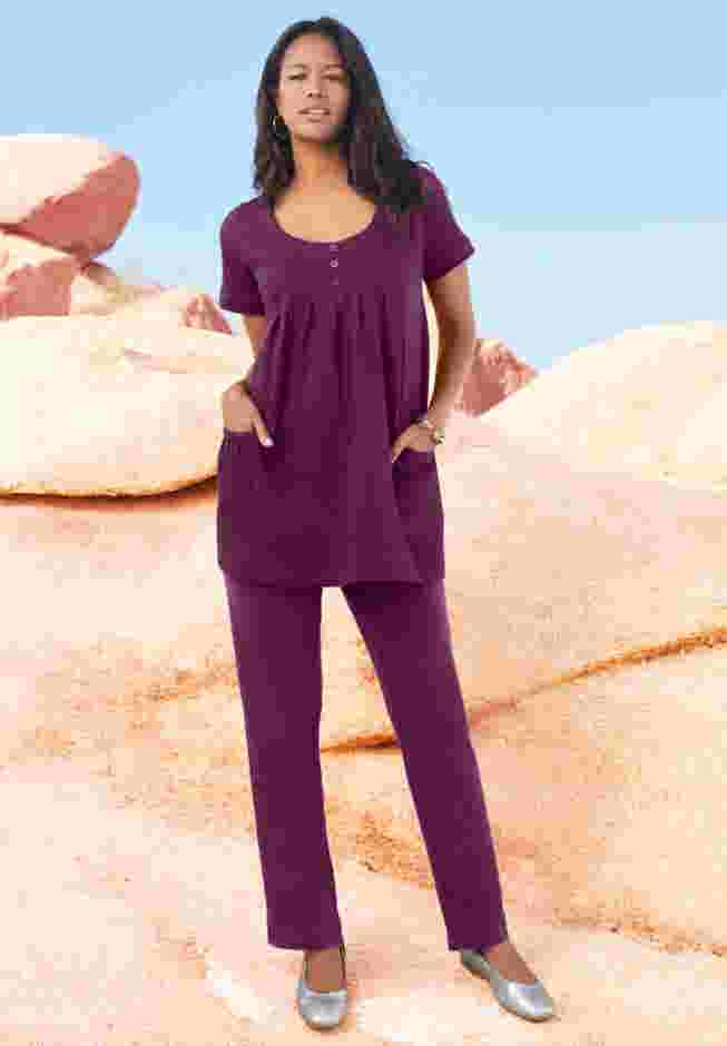 Plus Size Two Pocket Soft Knit Tunic Top image number 4