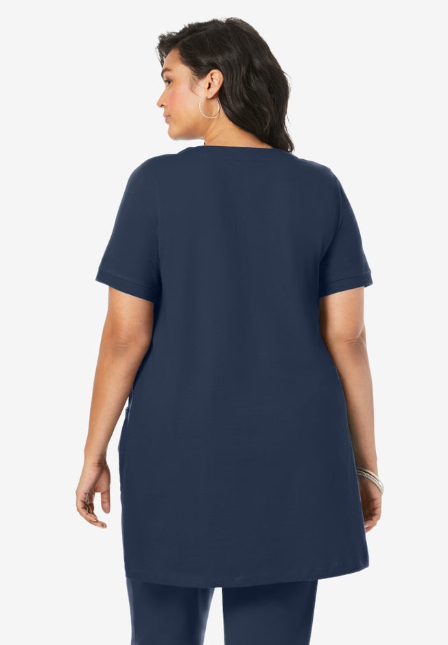 Plus Size Two Pocket Soft Knit Swing Tunic image number 2