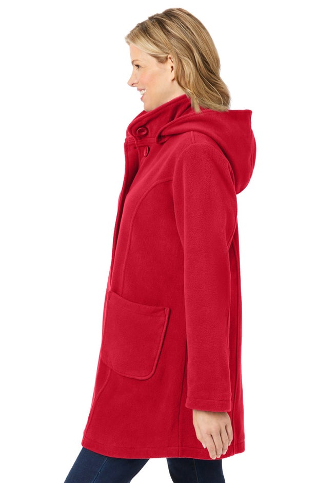 Hooded A-Line Fleece Coat image number 2