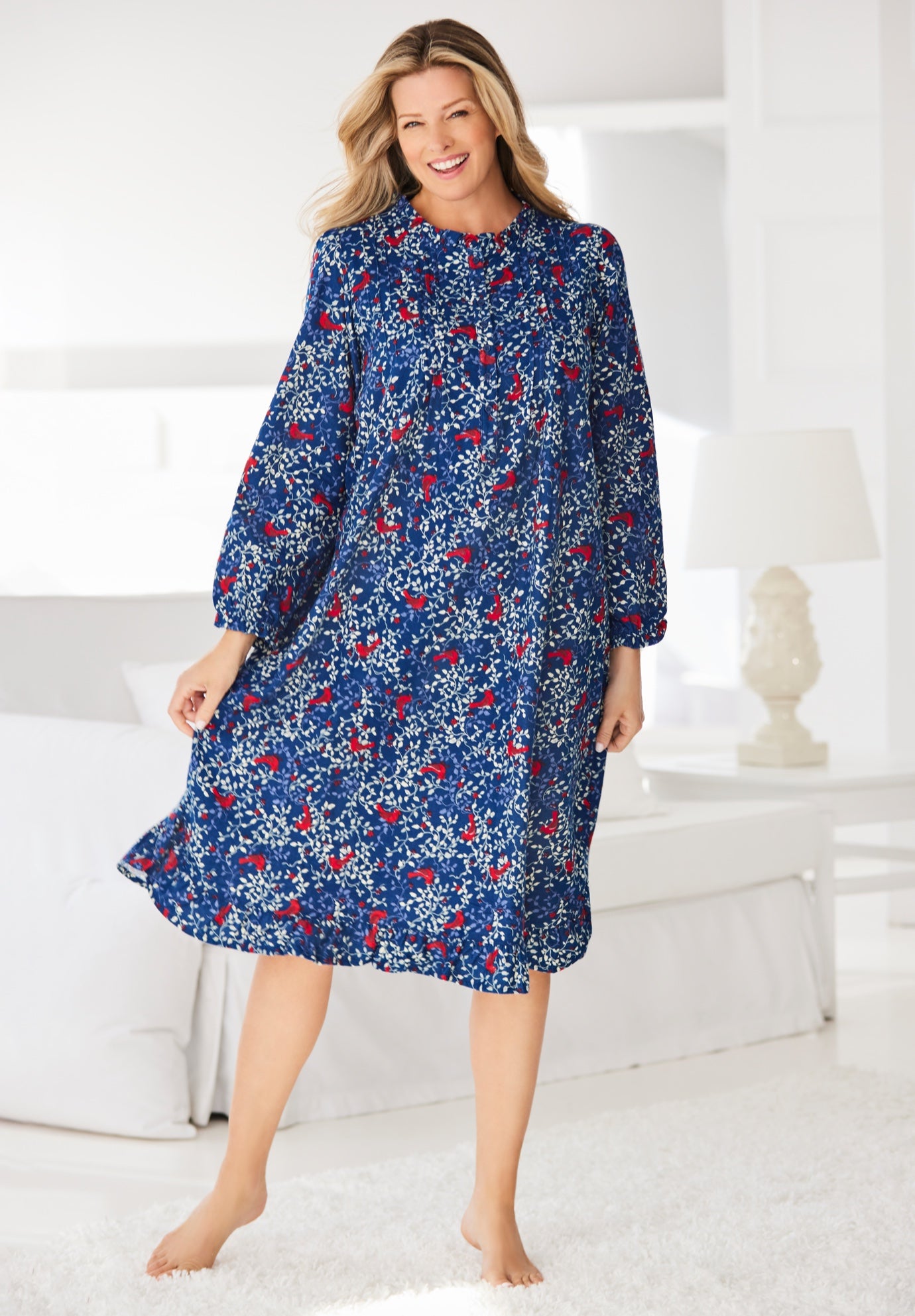 Cotton Flannel Print Short Gown  image number 6