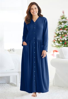 Long Snap-Front Knit Lounger