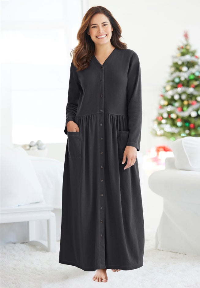 Long Snap-Front Knit Lounger image number 0