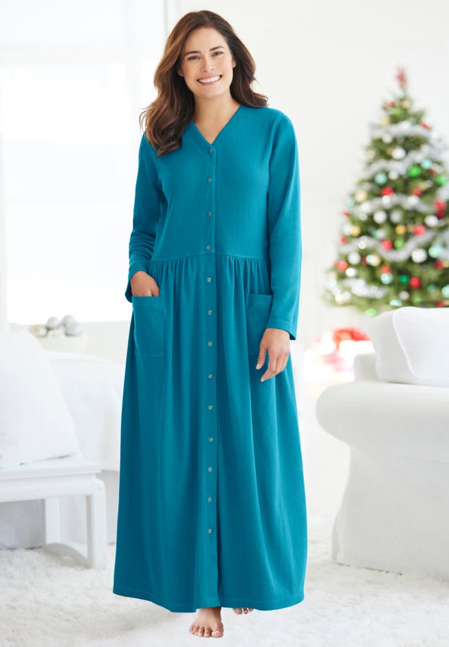 Long Snap-Front Knit Lounger image number 3