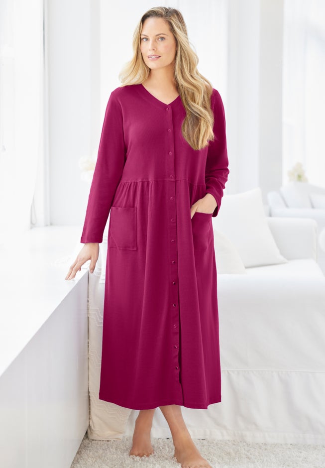 Long Snap-Front Knit Lounger image number 0