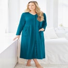 Long Snap-Front Knit Lounger image number null