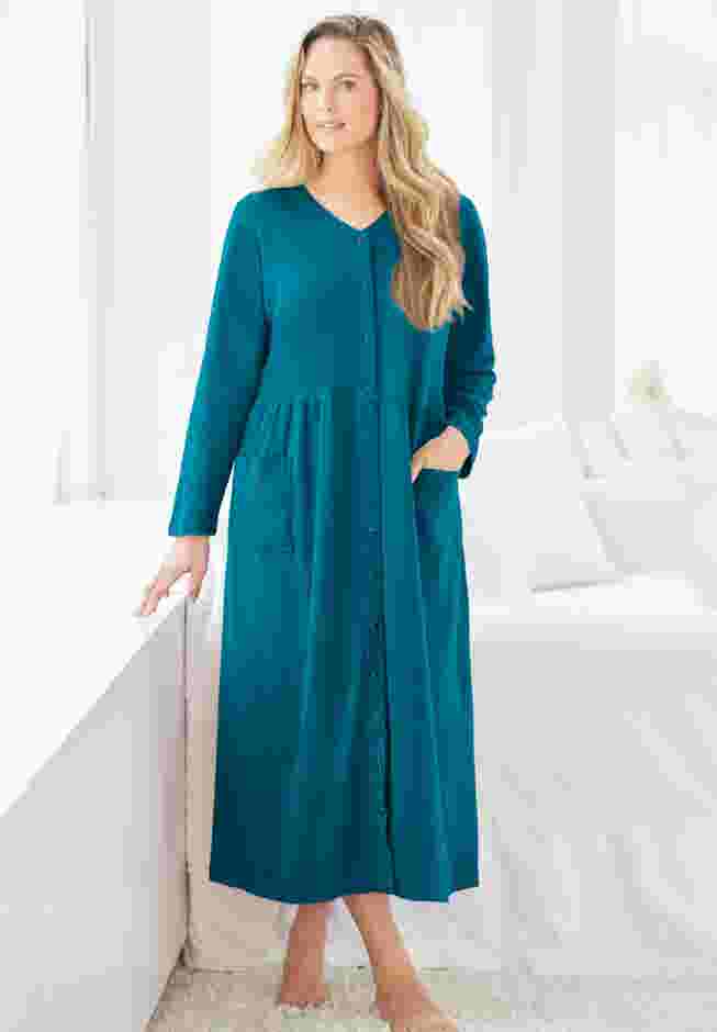 Long Snap-Front Knit Lounger image number 0