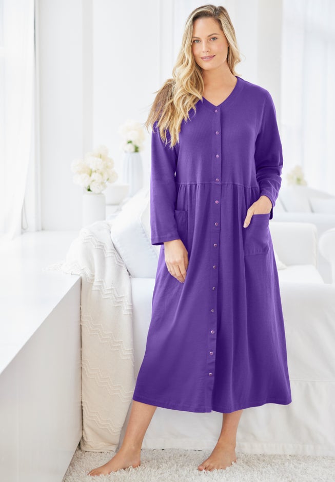 Long Snap-Front Knit Lounger image number 0