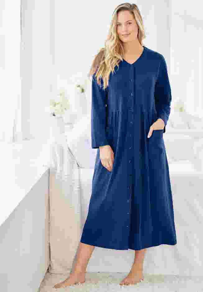 Long Snap-Front Knit Lounger image number 0