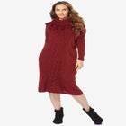 Fringed Cowl-Neck Sweater Dress image number null