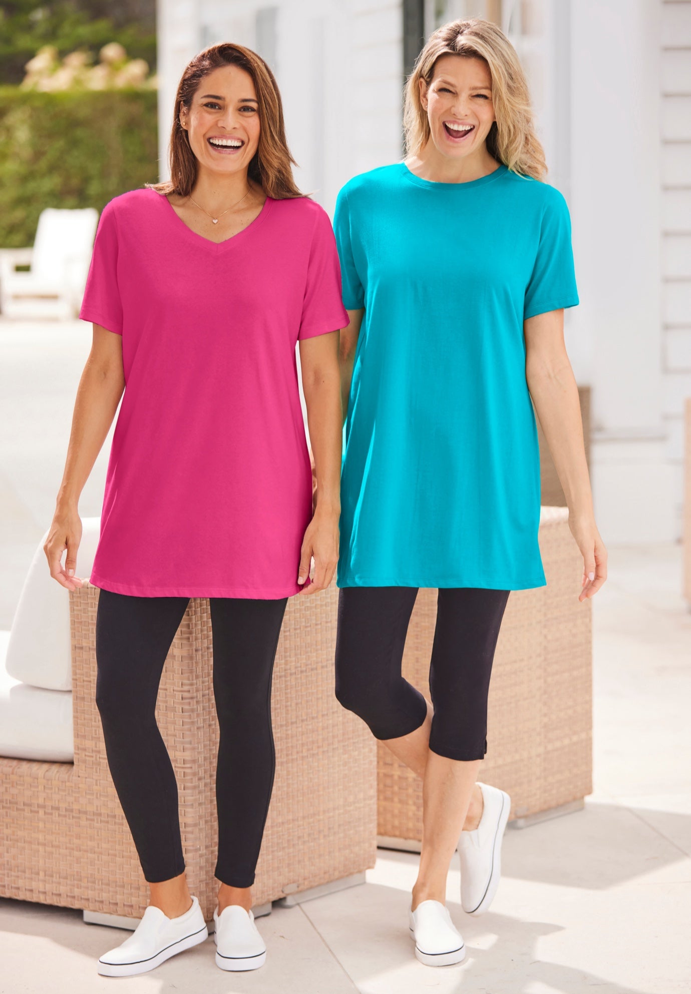 Capri Pull-On Stretch Knit Cotton Spandex Leggings image number 4