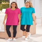 Capri Pull-On Stretch Knit Cotton Spandex Leggings image number 4