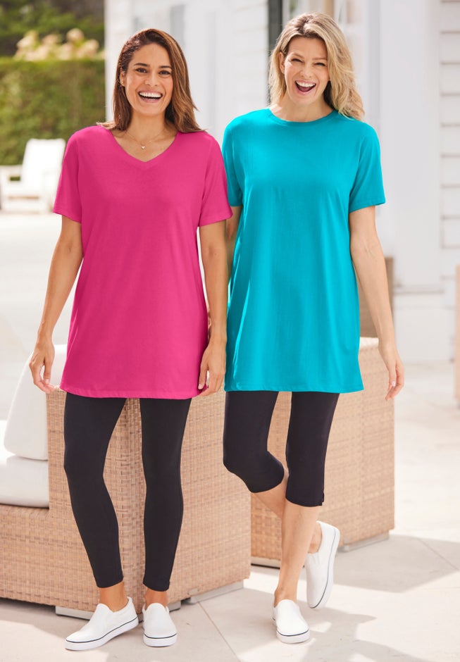 Capri Pull-On Stretch Knit Cotton Spandex Leggings image number 4