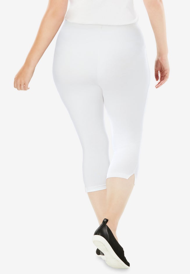 Stretch-Cotton Knit Pull-On Capri Leggings image number 2