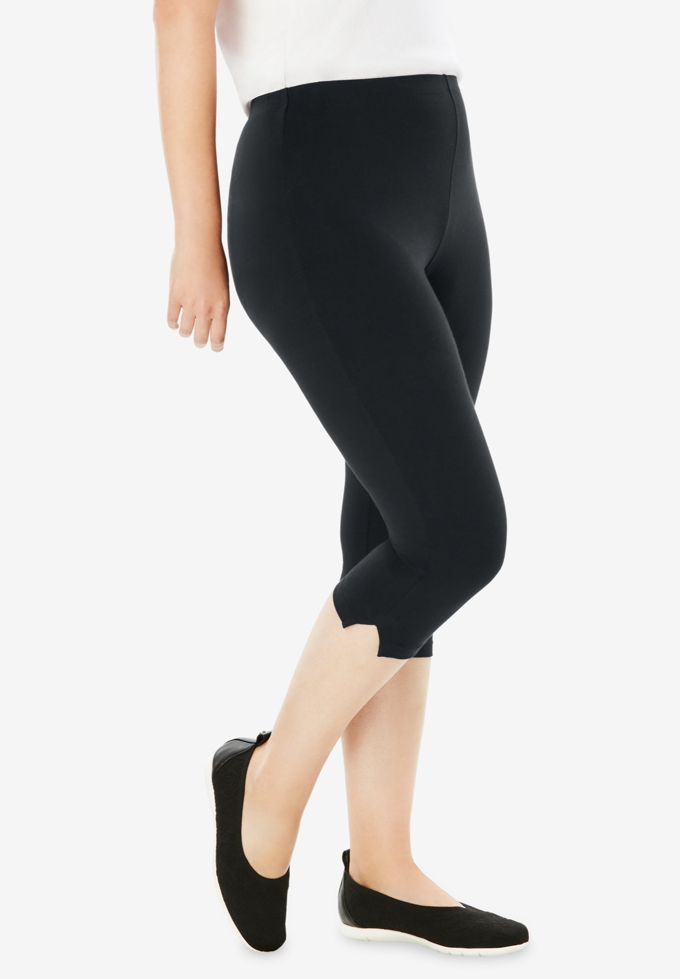 Stretch-Cotton Knit Pull-On Capri Leggings image number 2