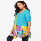 Cropped Pointelle Short Sleeve Cardigan Sweater image number null