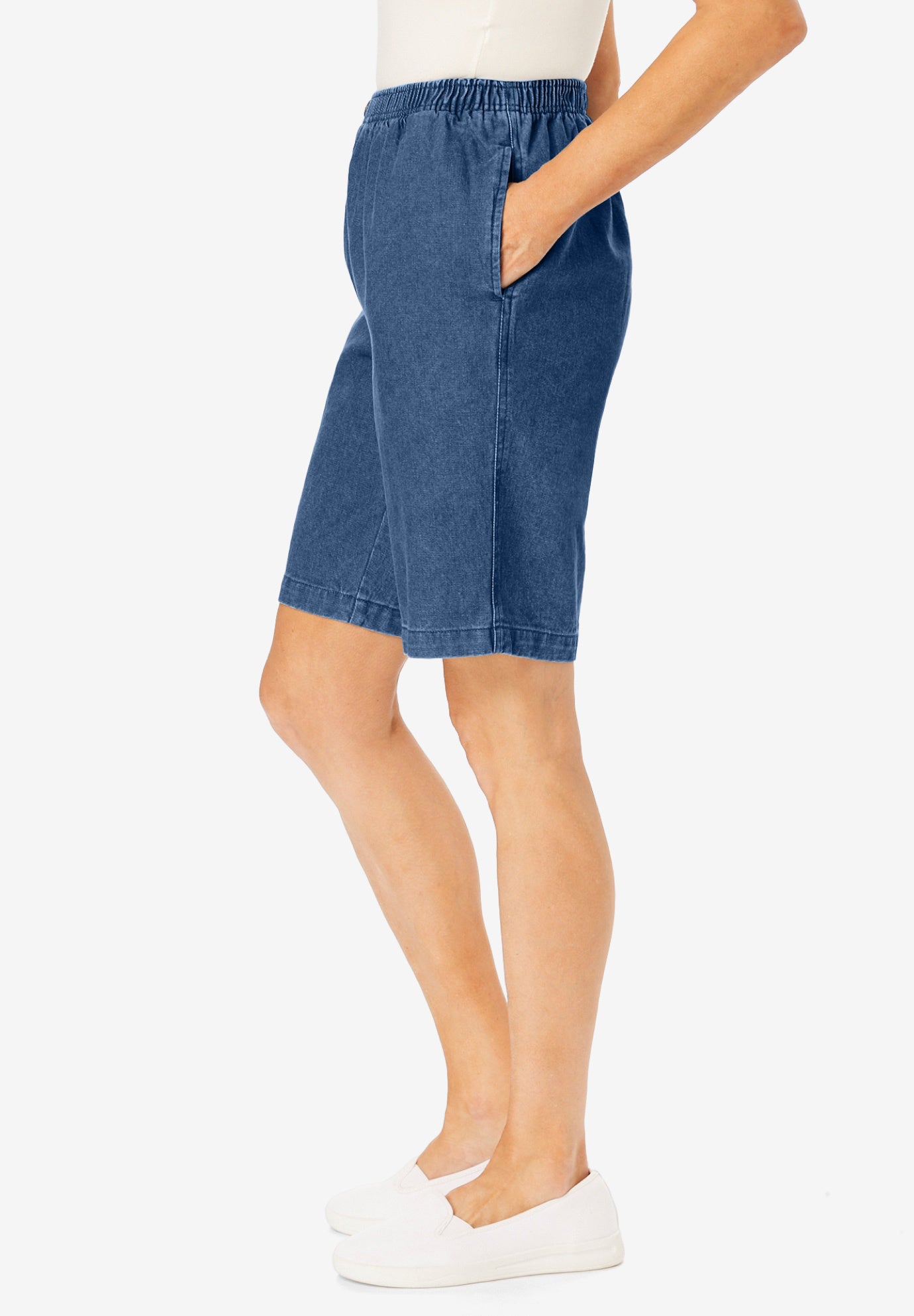 7-Day Elastic-Waist Pull-On Cotton Denim Shorts image number 2