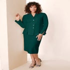 Plus Size Long Sleeve Shawl-Collar Jacket & Sheath Skirt Set &ndash; 2-Piece Suit image number null