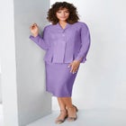 Plus Size Long Sleeve Shawl-Collar Jacket & Sheath Skirt Set &ndash; 2-Piece Suit image number null