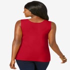 Stretch Cotton Horseshoe Neck Tank image number null